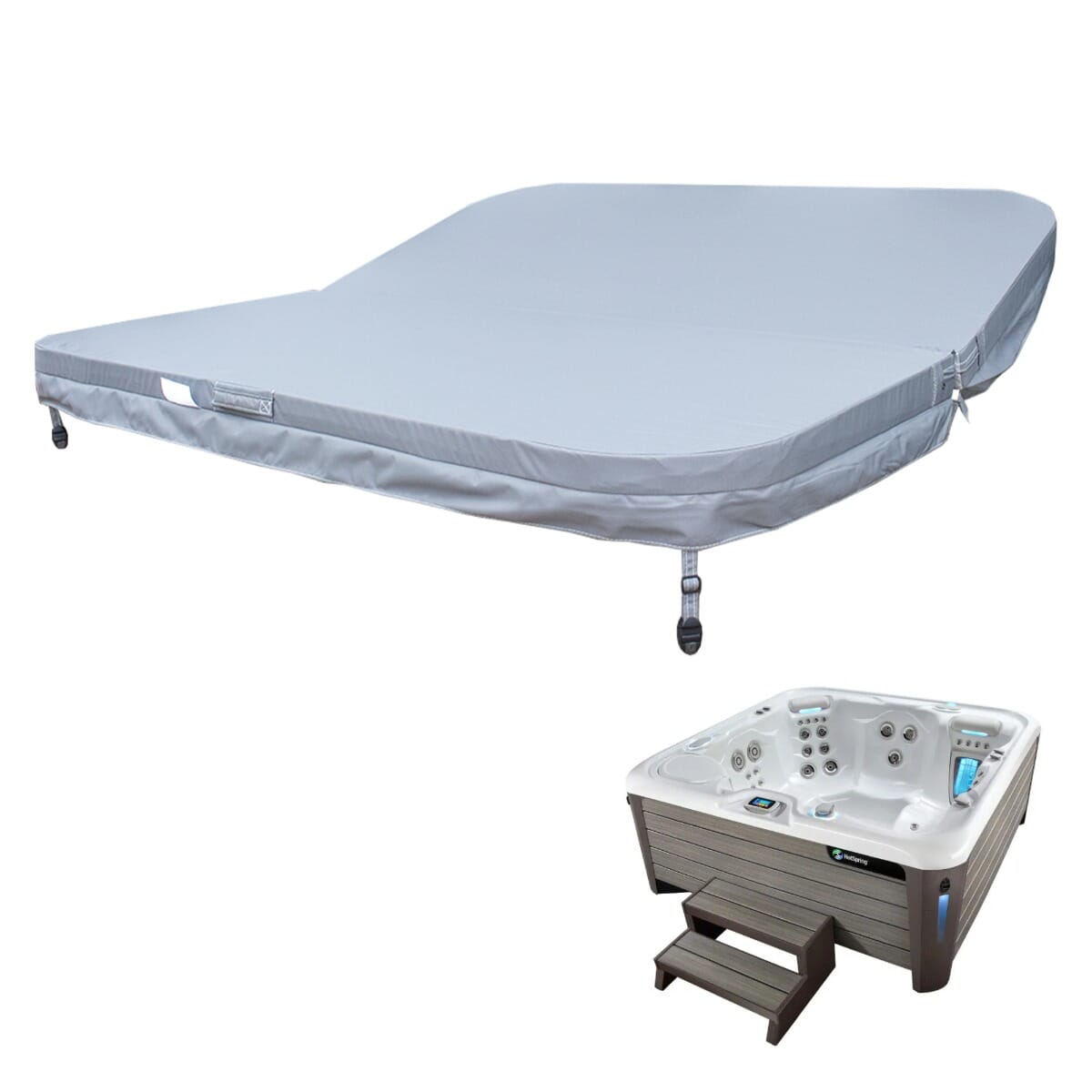 Replacement Hot Tub Cover for Hot Spring Aria / Vanguard 2014-2022 Smoke Grey