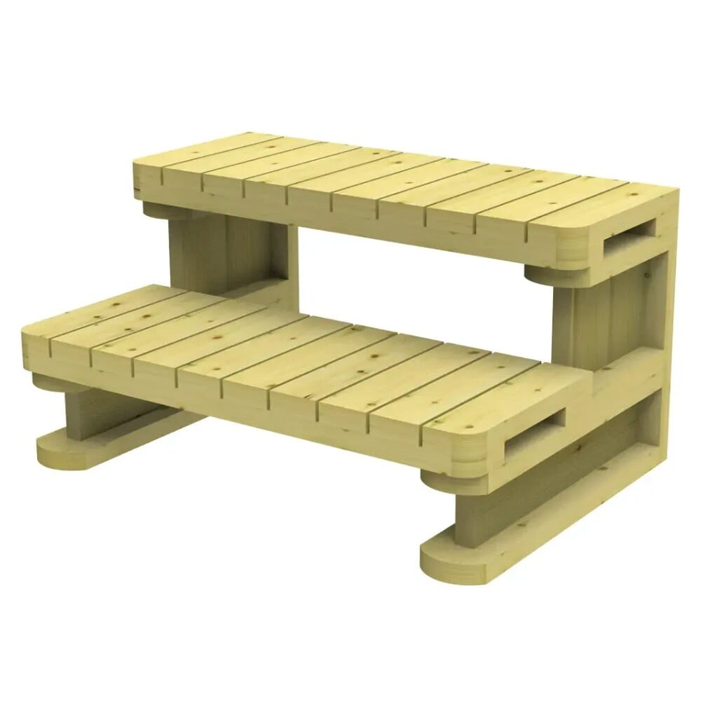 wooden hot tub steps