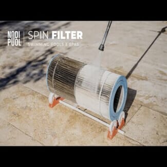 nodipool spin filter. hot tub and swimming pool filter cleaning tool