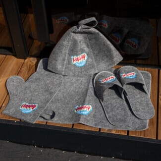 Happy Sauna Kit (Felt Hat, Glove, Slippers, Mat and Bag)